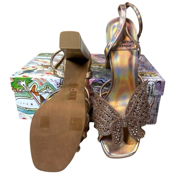 Jeffrey Campbell Fantasies Platform Sandal in Rose Gold Metallic Holographic 8.5 - Picture 9 of 11